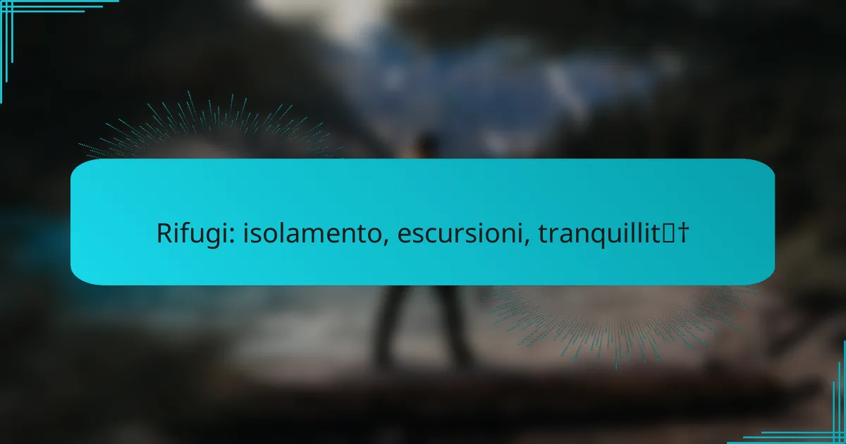 Rifugi: isolamento, escursioni, tranquillità