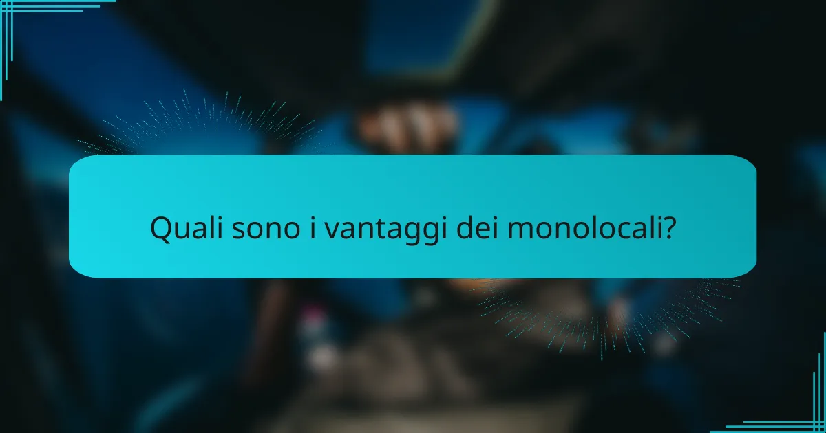 Quali sono i vantaggi dei monolocali?