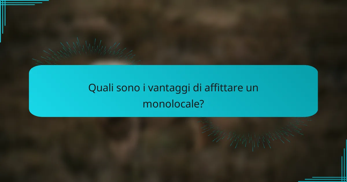 Quali sono i vantaggi di affittare un monolocale?